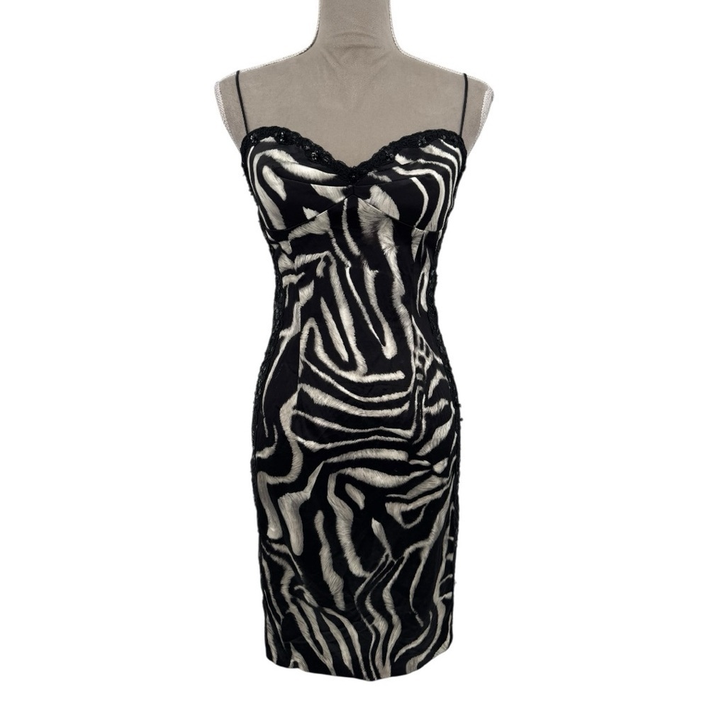 Dina Bar-El Zebra Print Bustier Bodycon Cocktail Dress Size Medium - Picture 4 of 13